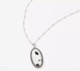 Generation Gems Oval Gemstone Cabochon Pendant w/Chain Sterling Silver, 18"L